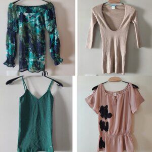 NWOT Womens Marciano Guess Lot Sz XS XS/S Blouse Sparkle Sweater Tank Peplum Top